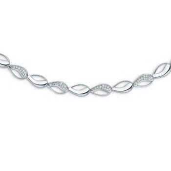 Smukt armbånd i sterling sølv med glitrende zirkonia fra Randers Sølv